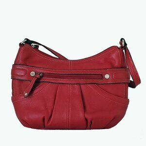 Tignanello Red Leather Hobo Bag Medium Size Lots of Pockets